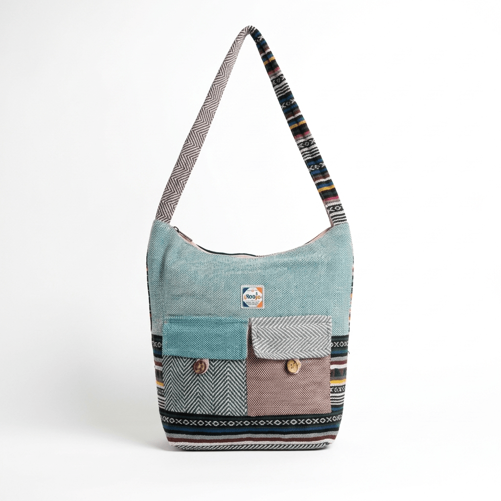 2 Pocket Hemp Jhola Bag for Travel & Everyday Use | Khojo - Hemp Bags - Khojo Store