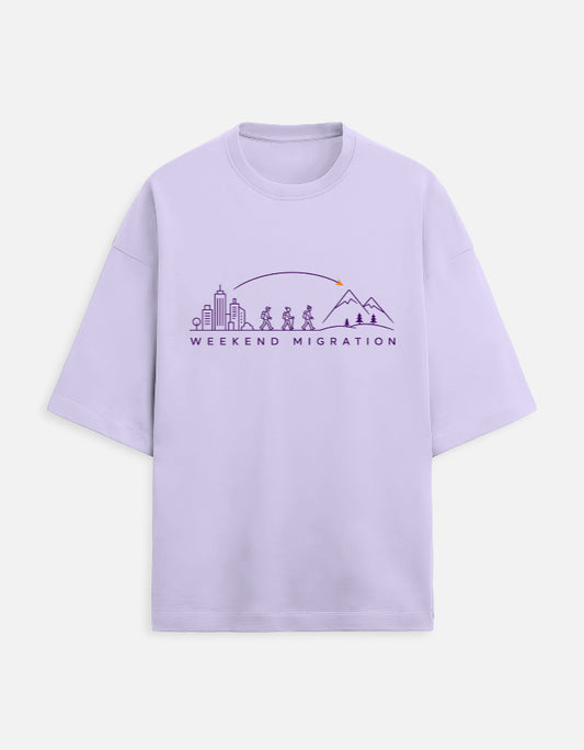 Weekend Migration oversized travel tee – Lavender – Khojo Store