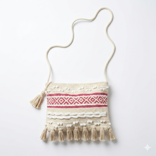 Ethnic handloom cotton sling bag for shopping and daily use by Khojo