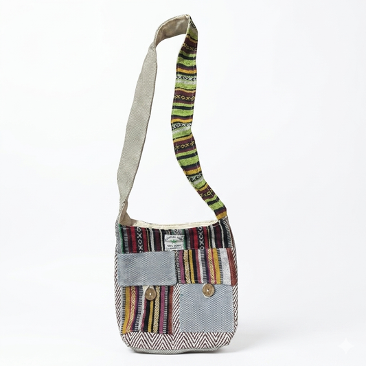 Hemp jhola shoulder bag spacious main compartment by Khojo