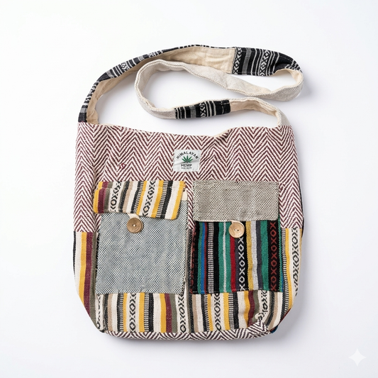 Eco friendly hemp jhola shoulder bag front view by Khojo