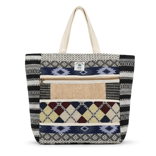 Khojo Hemp Multicolor Tote Bag side view