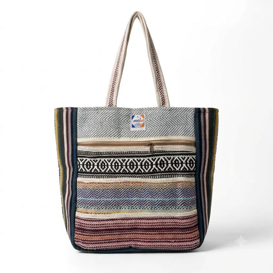 Hemp Multicolor Tote Bag for Conscious Travelers | Khojo - Hemp Bags - Khojo Store