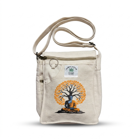 Sustainable natural hemp ring sling bag India by Khojo