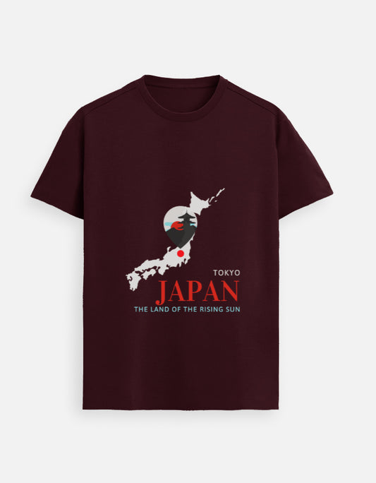 Japan destination travel tee front view by Khojo