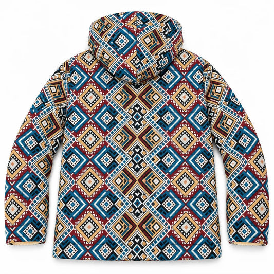 Khojo Kaarwan Jacket – Sherpa-Lined Jacquard Hooded Winter Jacket - Winter Jacket - Khojo Store