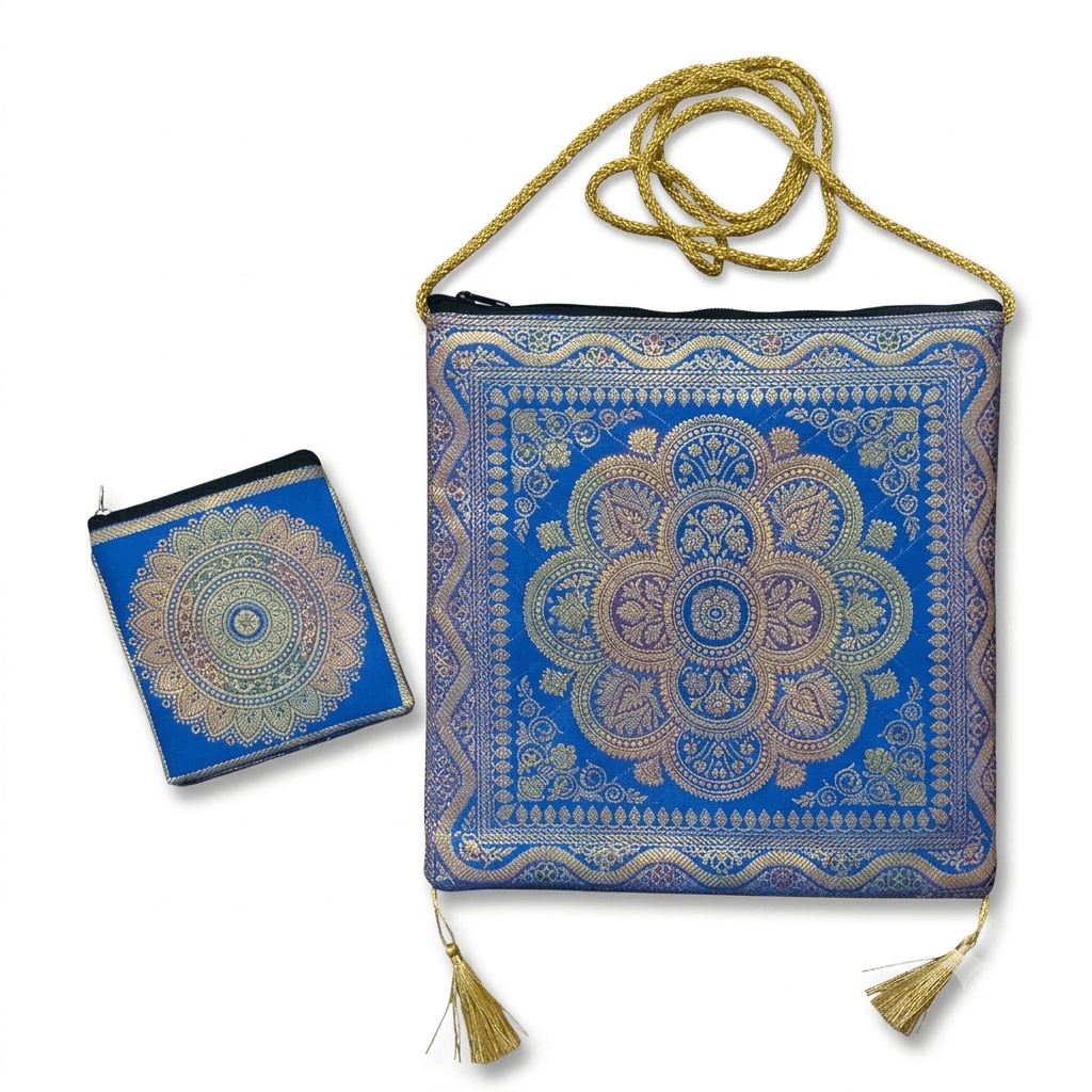 Shagun Brocade Sling Bag with Mini Gift Pouch - Festive Sling Bag - Khojo Store