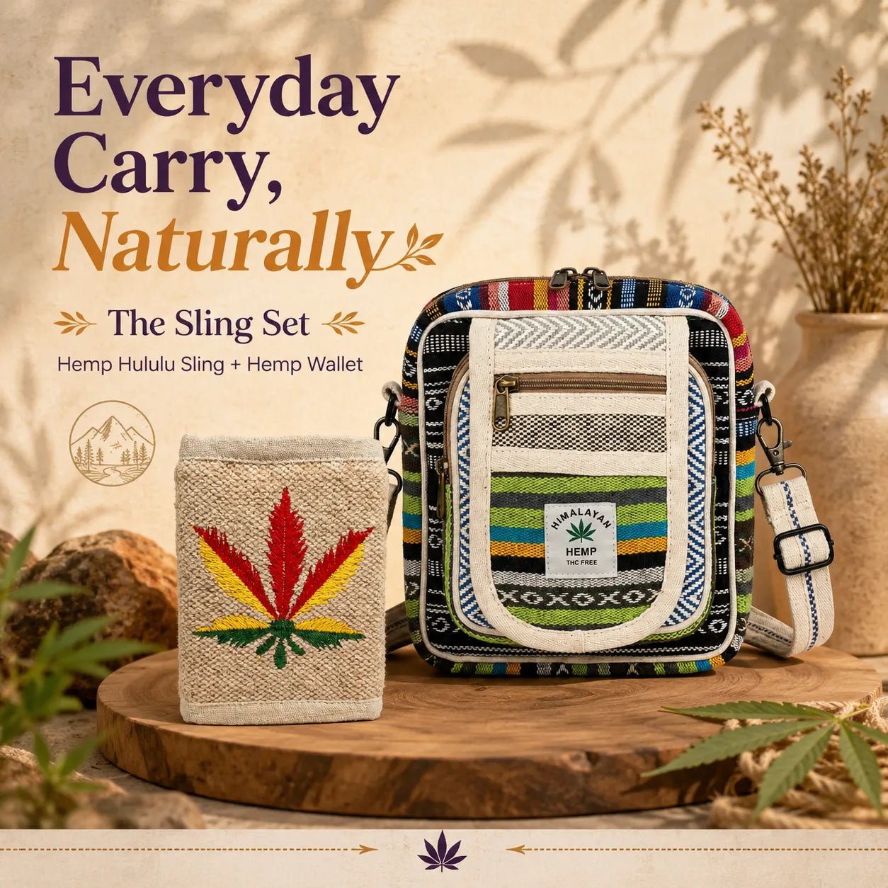 The Sling Set — Hemp Hululu Sling + Hemp Wallet - Hemp Bags - Khojo Store