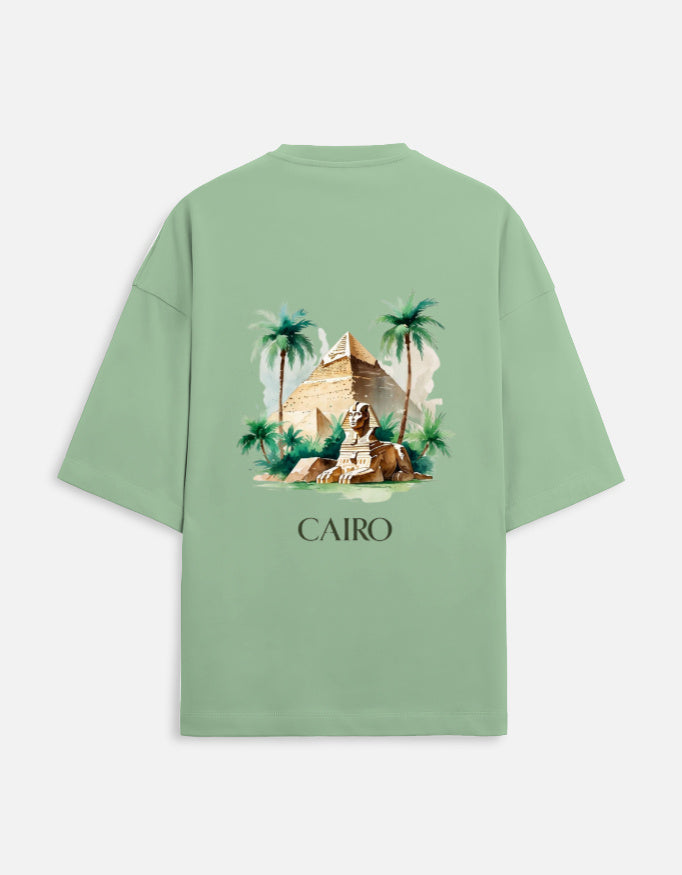 jade unisex terry oversized travel t-shirt with pyramid graphic design