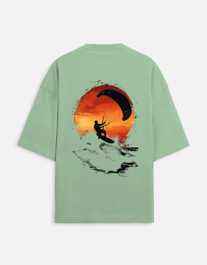 jade unisex terry oversized travel t-shirt with water gliding graphic design