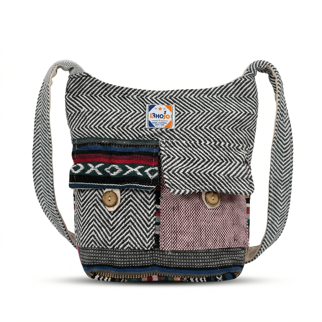 2 Pocket Hemp Jhola Bag for Travel & Everyday Use | Khojo - Hemp Bags - Khojo Store