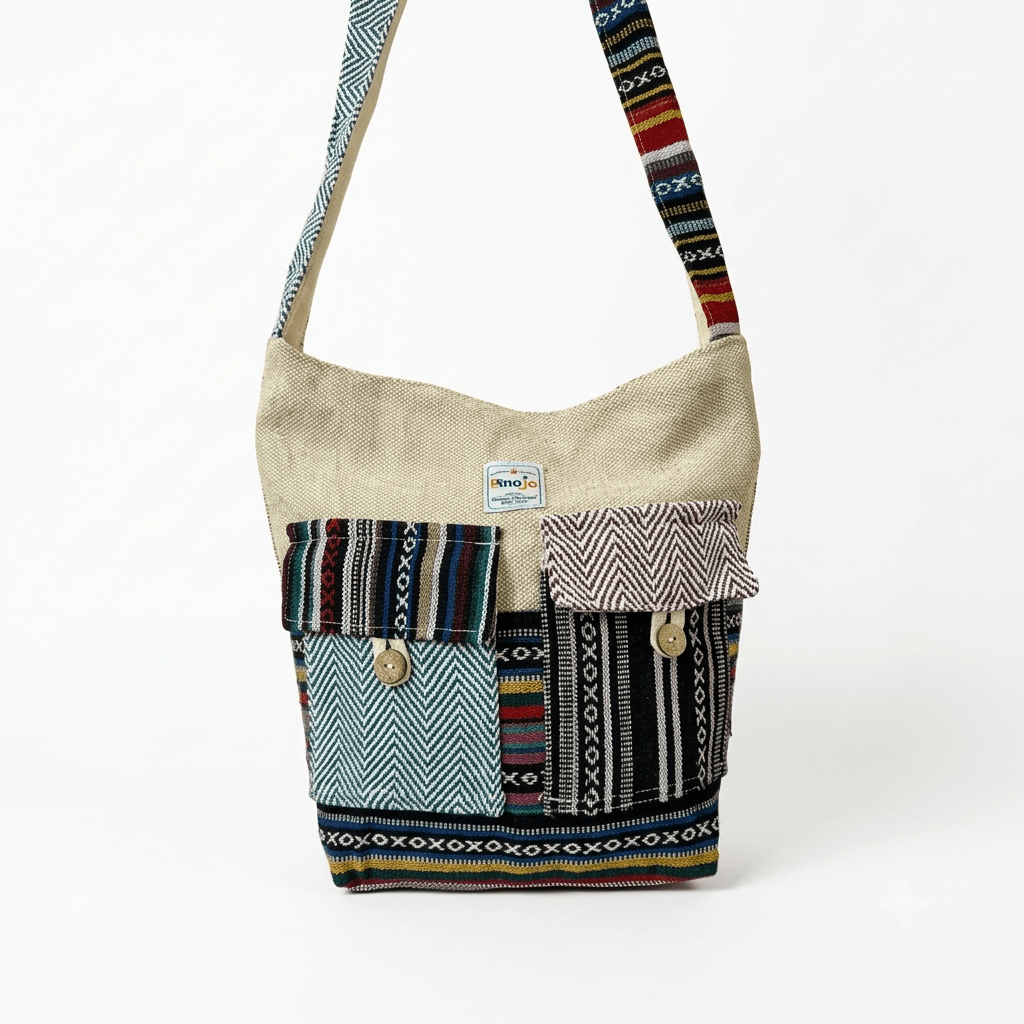 2 Pocket Hemp Jhola Bag for Travel & Everyday Use | Khojo - Hemp Bags - Khojo Store