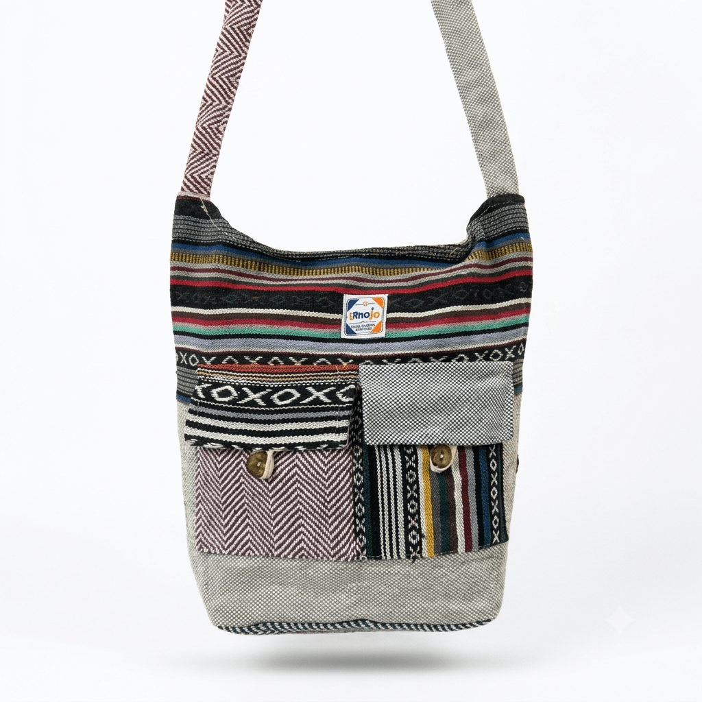 2 Pocket Hemp Jhola Bag for Travel & Everyday Use | Khojo - Hemp Bags - Khojo Store