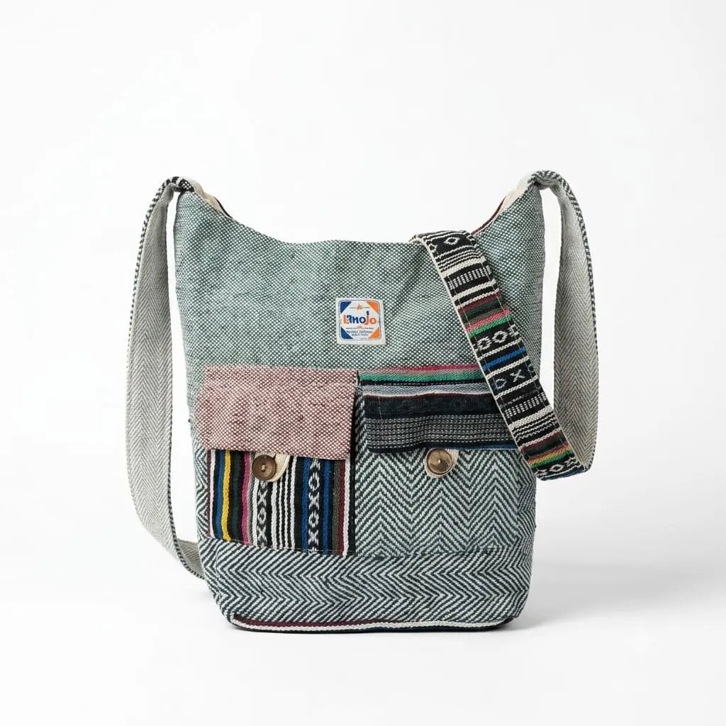 2 Pocket Hemp Jhola Bag for Travel & Everyday Use | Khojo - Hemp Bags - Khojo Store