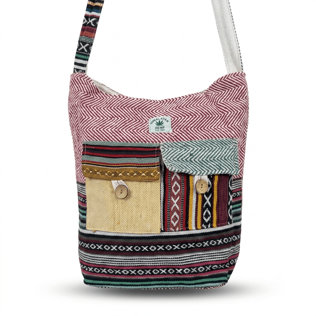 2 Pocket Hemp Jhola Bag for Travel & Everyday Use | Khojo - Hemp Bags - Khojo Store
