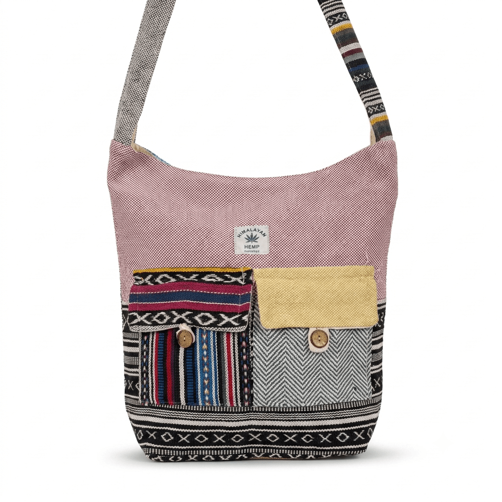 2 Pocket Hemp Jhola Bag for Travel & Everyday Use | Khojo - Hemp Bags - Khojo Store