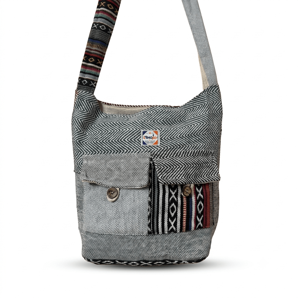 2 Pocket Hemp Jhola Bag for Travel & Everyday Use | Khojo - Hemp Bags - Khojo Store