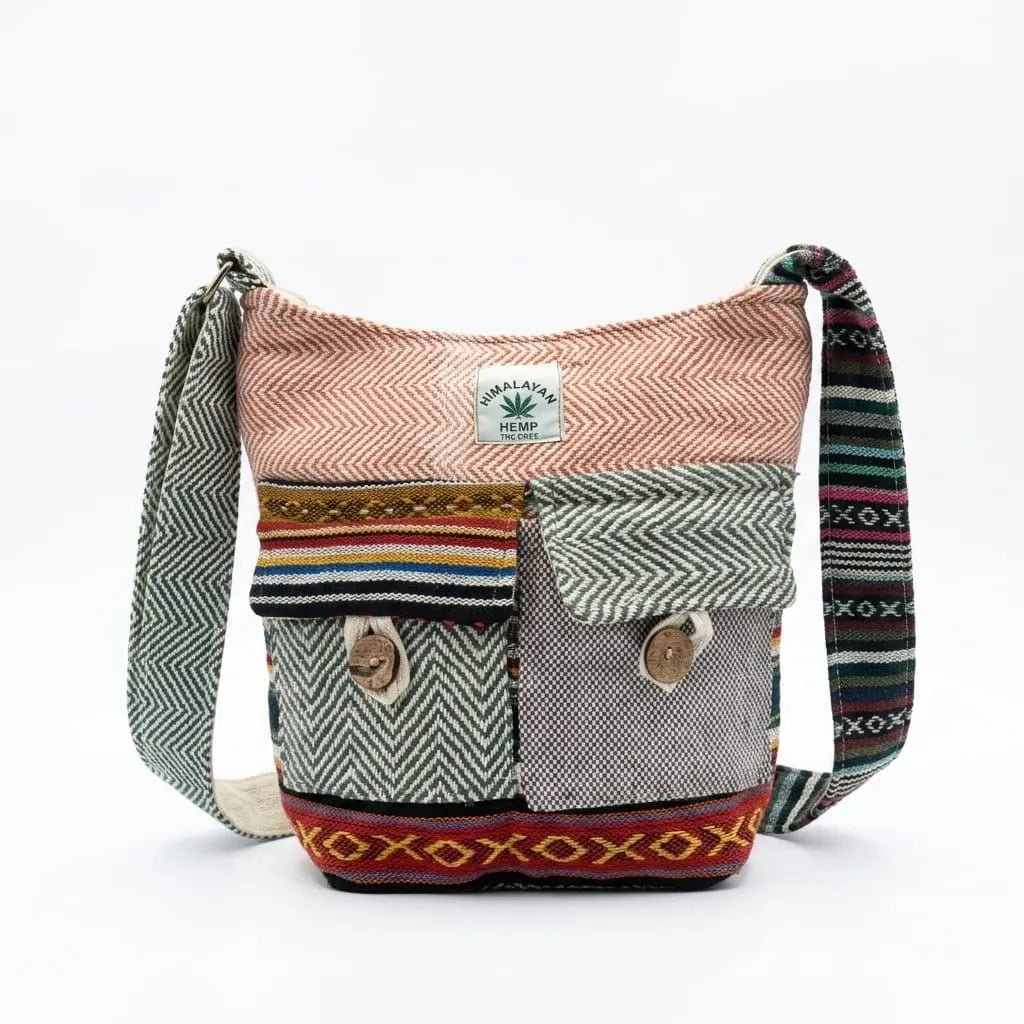 2 Pocket Hemp Jhola Bag for Travel & Everyday Use | Khojo - Hemp Bags - Khojo Store