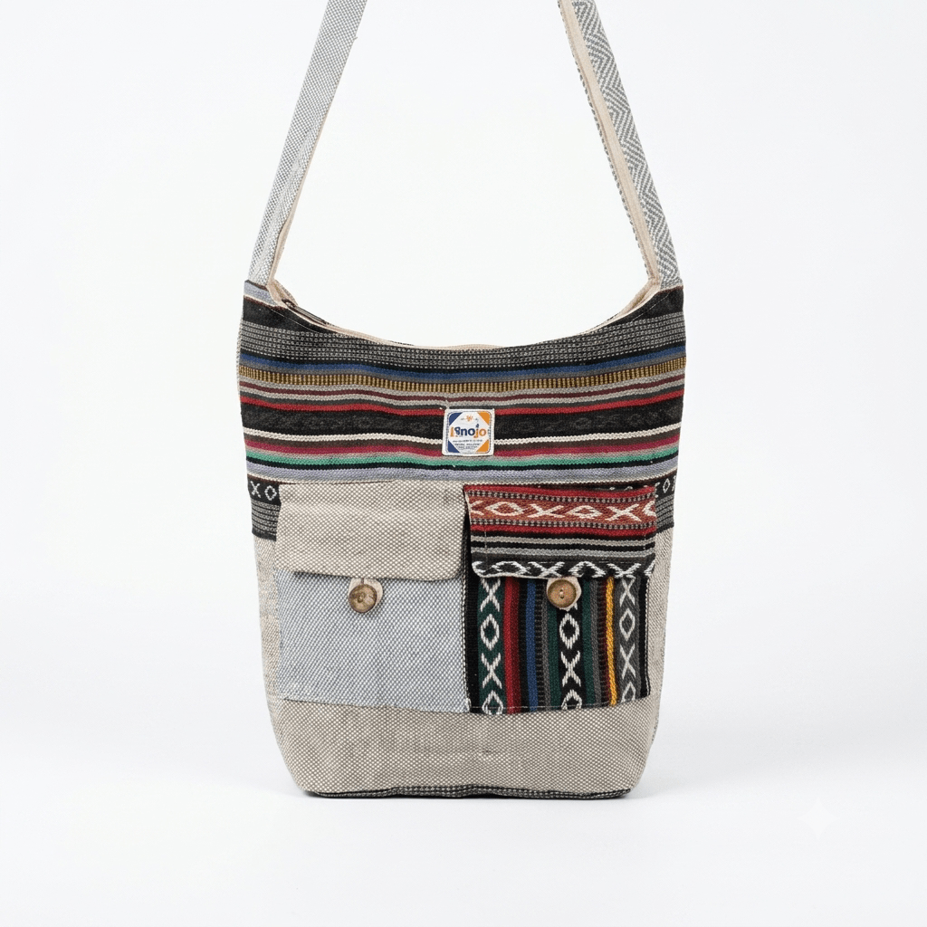 2 Pocket Hemp Jhola Bag for Travel & Everyday Use | Khojo - Hemp Bags - Khojo Store