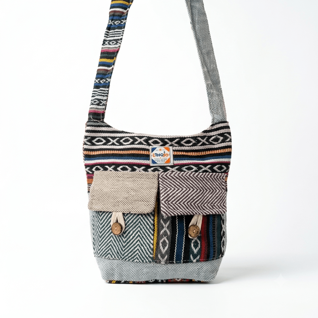 2 Pocket Hemp Jhola Bag for Travel & Everyday Use | Khojo - Hemp Bags - Khojo Store