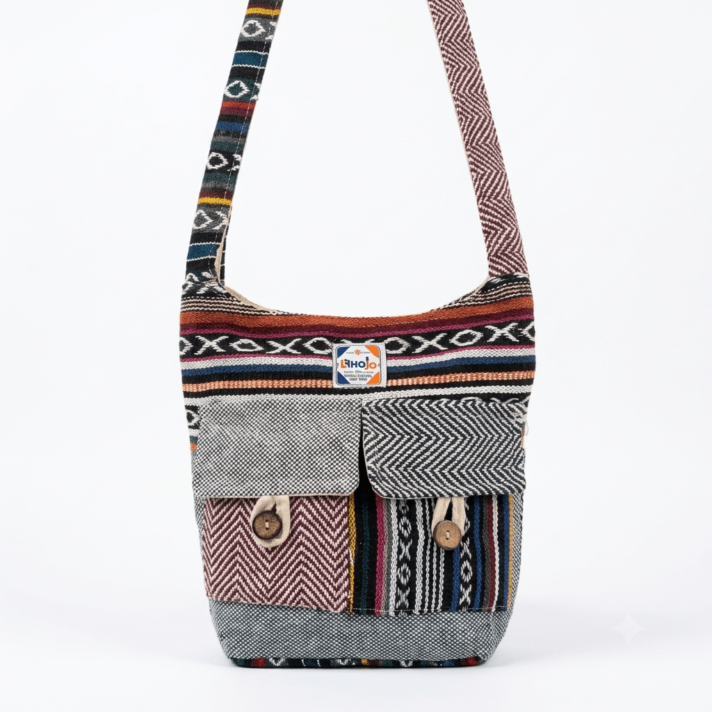 2 Pocket Hemp Jhola Bag for Travel & Everyday Use | Khojo - Hemp Bags - Khojo Store