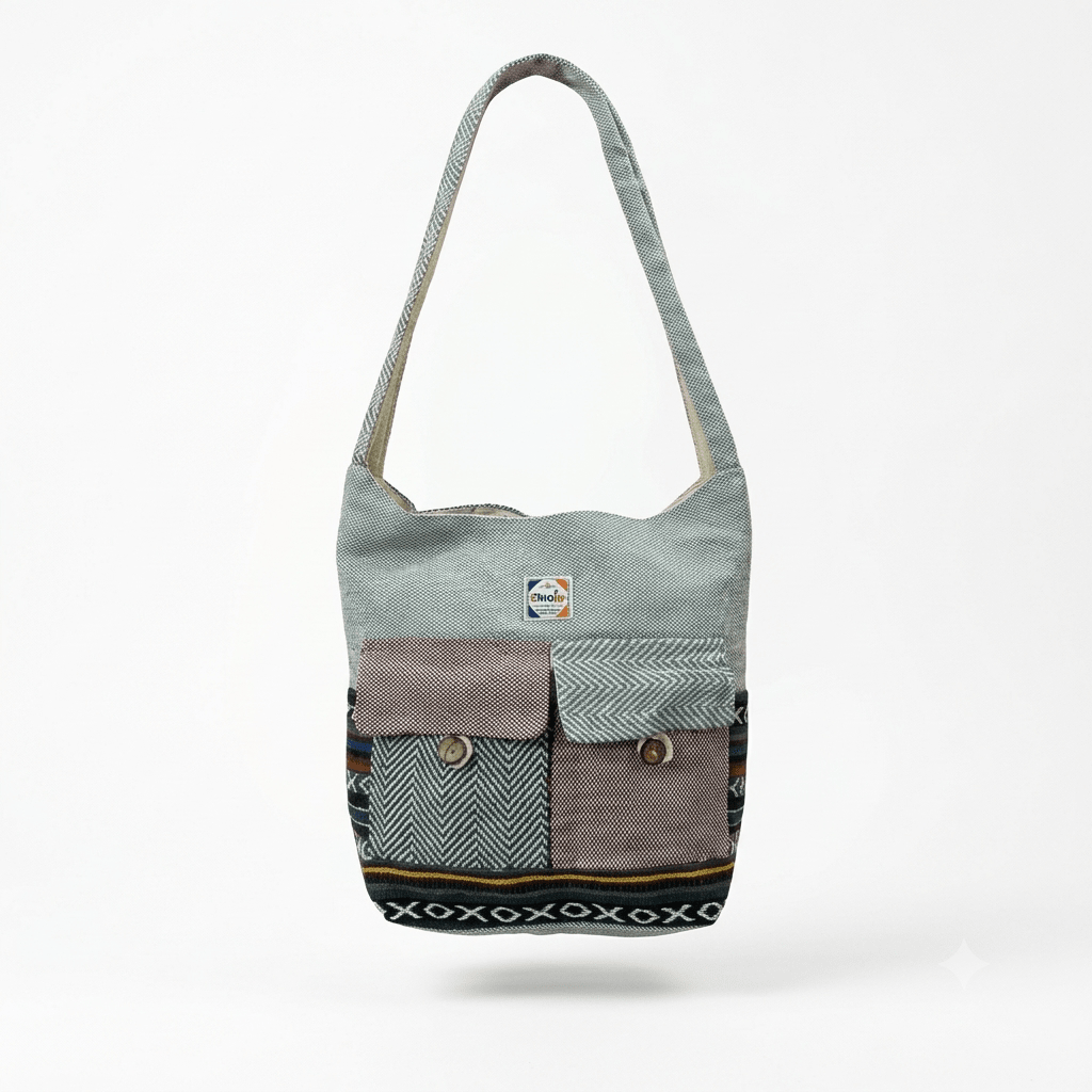 2 Pocket Hemp Jhola Bag for Travel & Everyday Use | Khojo - Hemp Bags - Khojo Store