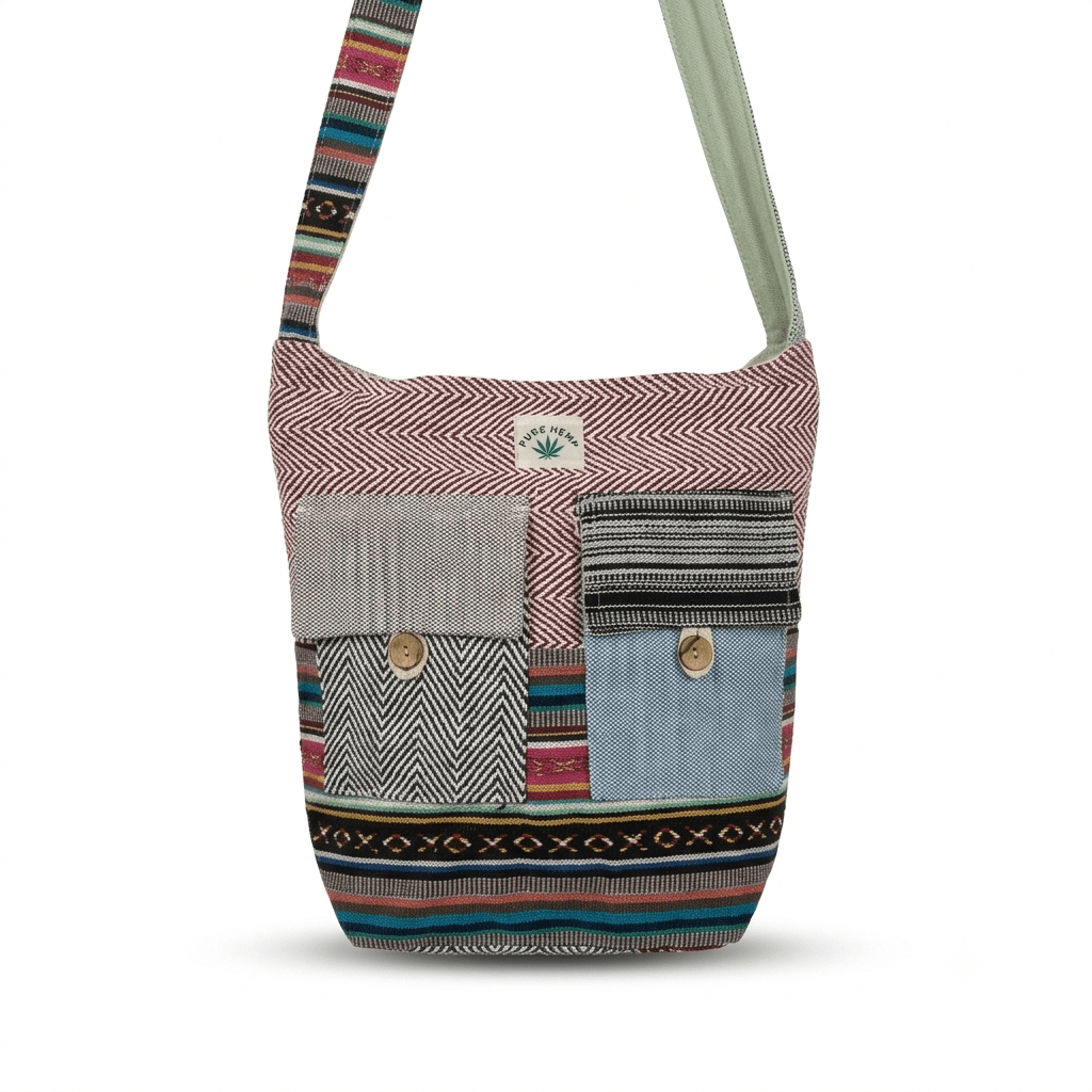 2 Pocket Hemp Jhola Bag for Travel & Everyday Use | Khojo - Hemp Bags - Khojo Store