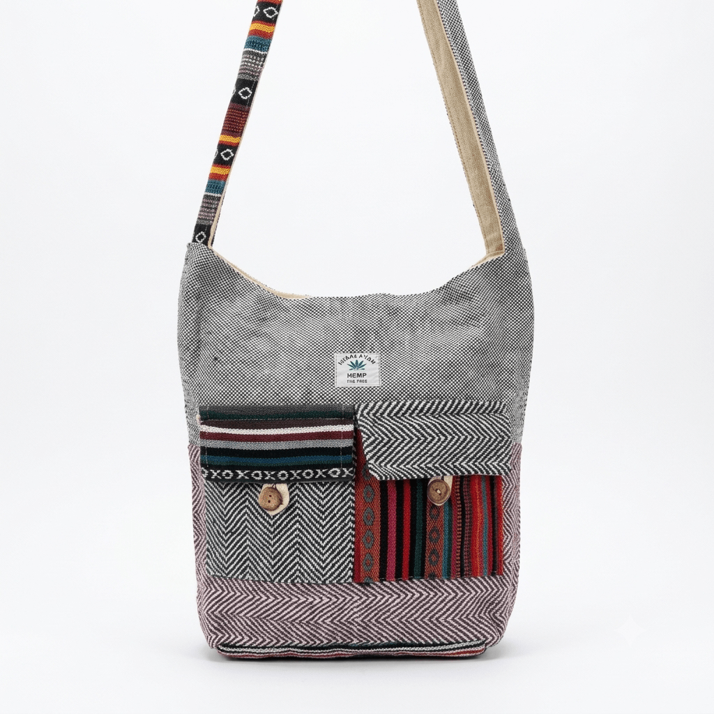 2 Pocket Hemp Jhola Bag for Travel & Everyday Use | Khojo - Hemp Bags - Khojo Store