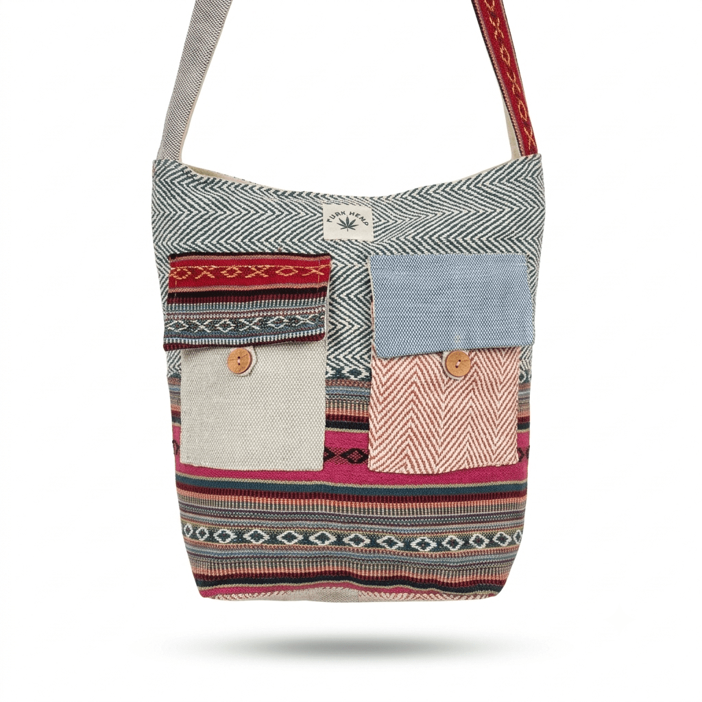 2 Pocket Hemp Jhola Bag for Travel & Everyday Use | Khojo - Hemp Bags - Khojo Store