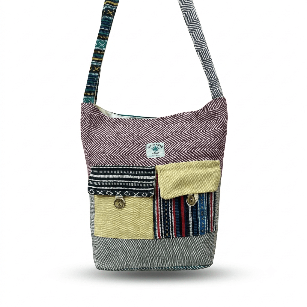2 Pocket Hemp Jhola Bag for Travel & Everyday Use | Khojo - Hemp Bags - Khojo Store