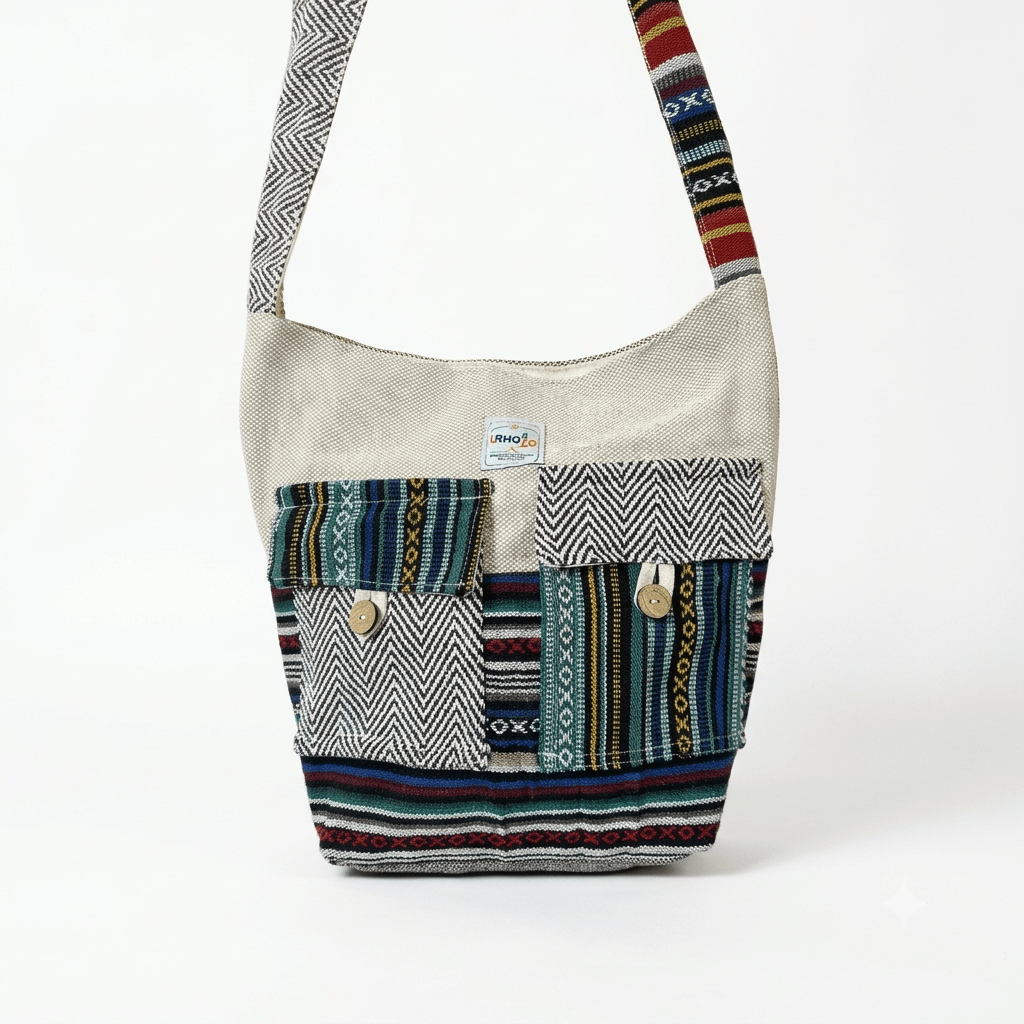 2 Pocket Hemp Jhola Bag for Travel & Everyday Use | Khojo - Hemp Bags - Khojo Store