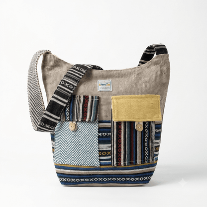 2 Pocket Hemp Jhola Bag for Travel & Everyday Use | Khojo - Hemp Bags - Khojo Store