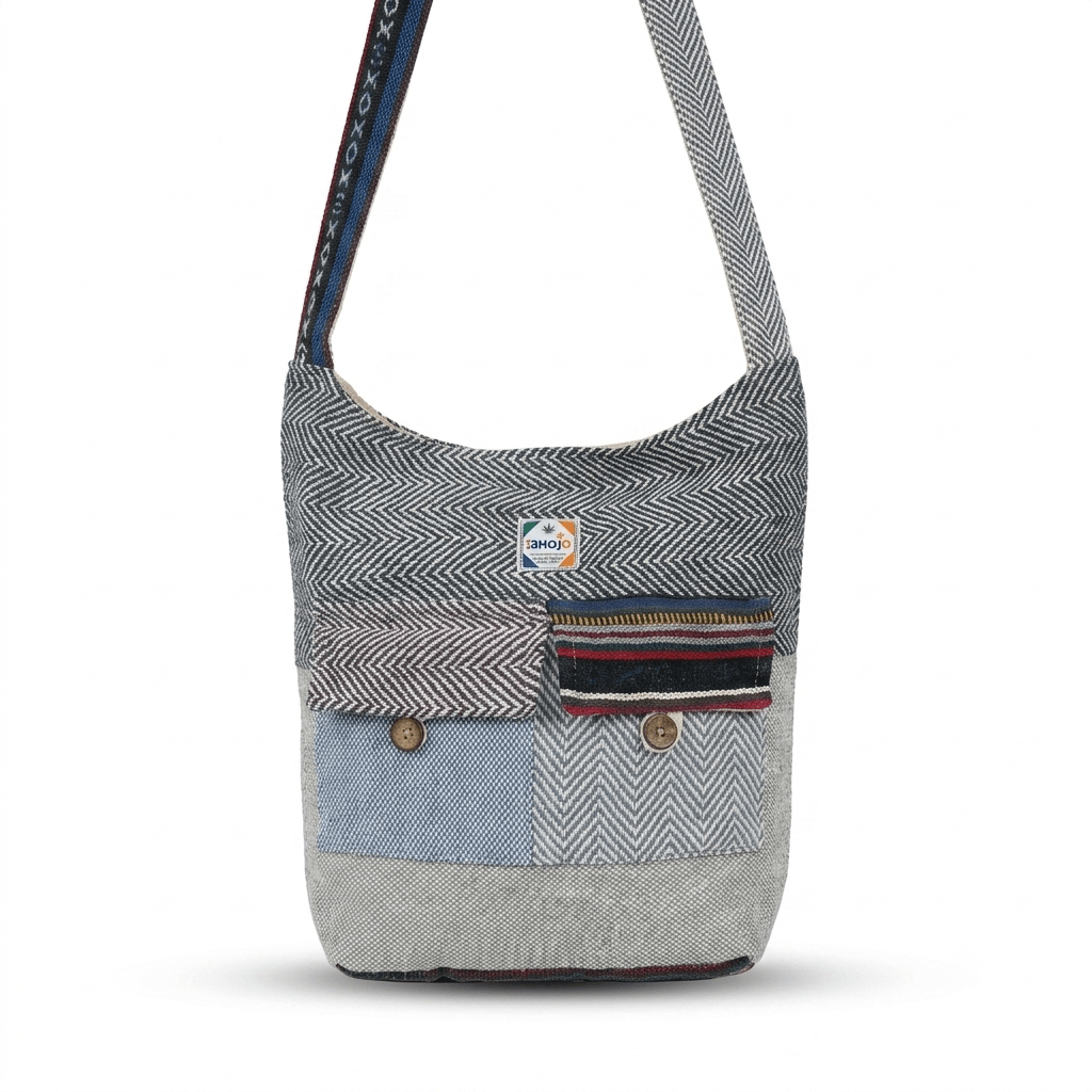 2 Pocket Hemp Jhola Bag for Travel & Everyday Use | Khojo - Hemp Bags - Khojo Store