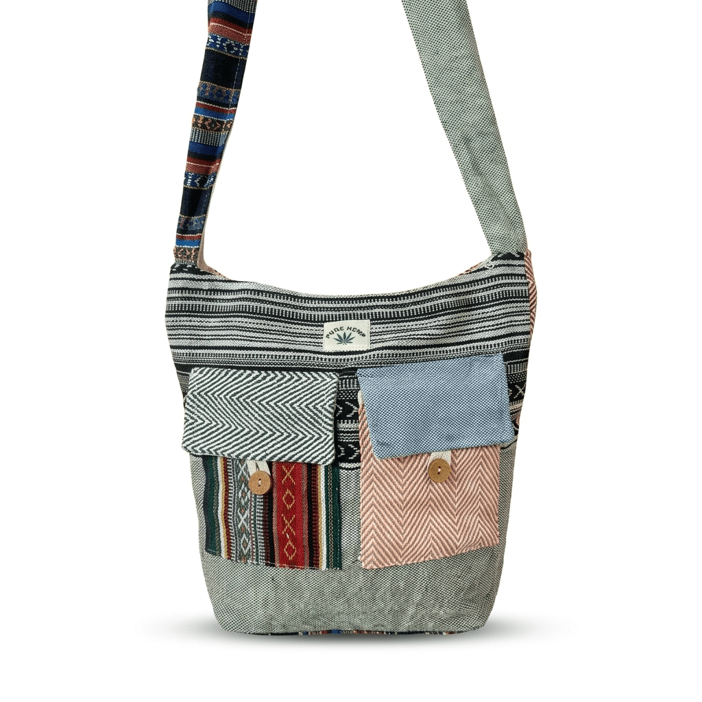2 Pocket Hemp Jhola Bag for Travel & Everyday Use | Khojo - Hemp Bags - Khojo Store