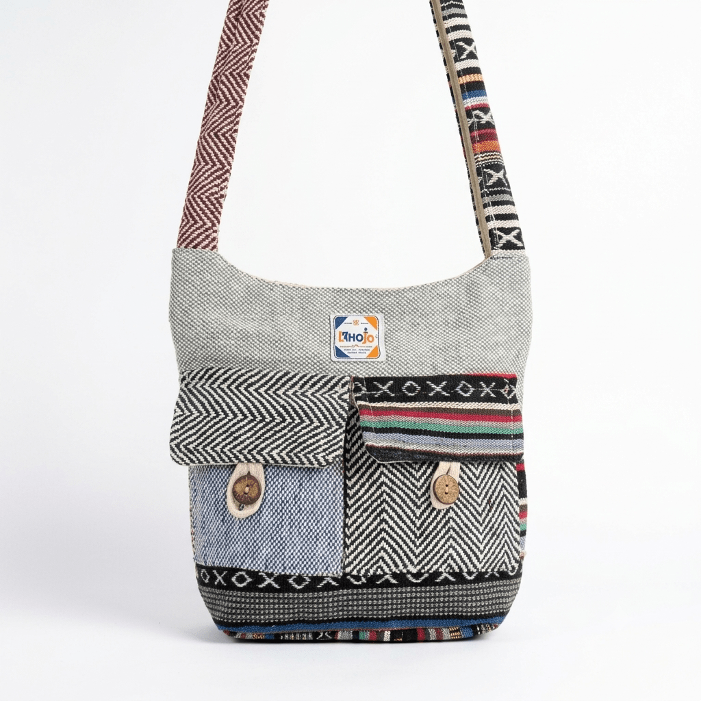 2 Pocket Hemp Jhola Bag for Travel & Everyday Use | Khojo - Hemp Bags - Khojo Store