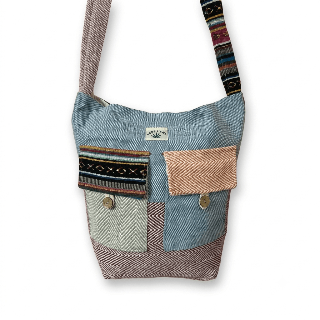 2 Pocket Hemp Jhola Bag for Travel & Everyday Use | Khojo - Hemp Bags - Khojo Store