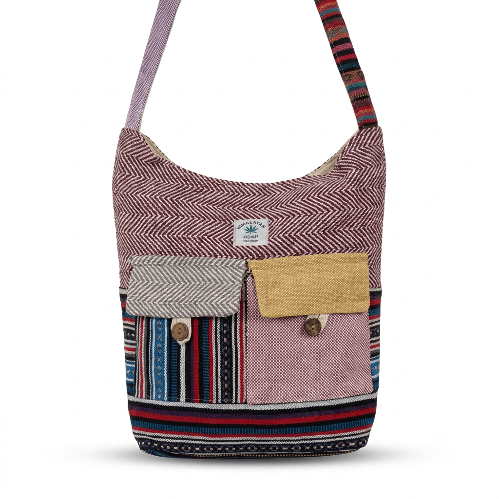 2 Pocket Hemp Jhola Bag for Travel & Everyday Use | Khojo - Hemp Bags - Khojo Store