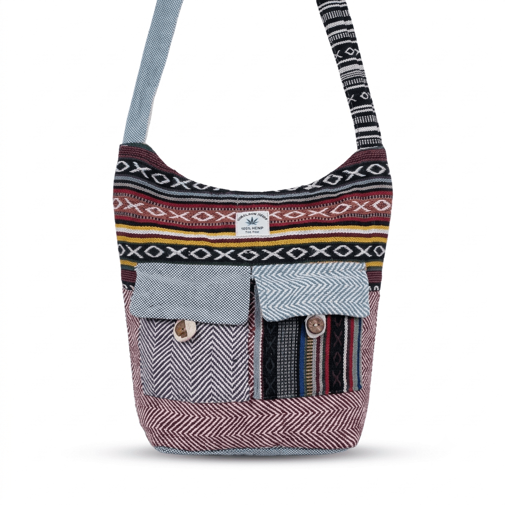 2 Pocket Hemp Jhola Bag for Travel & Everyday Use | Khojo - Hemp Bags - Khojo Store