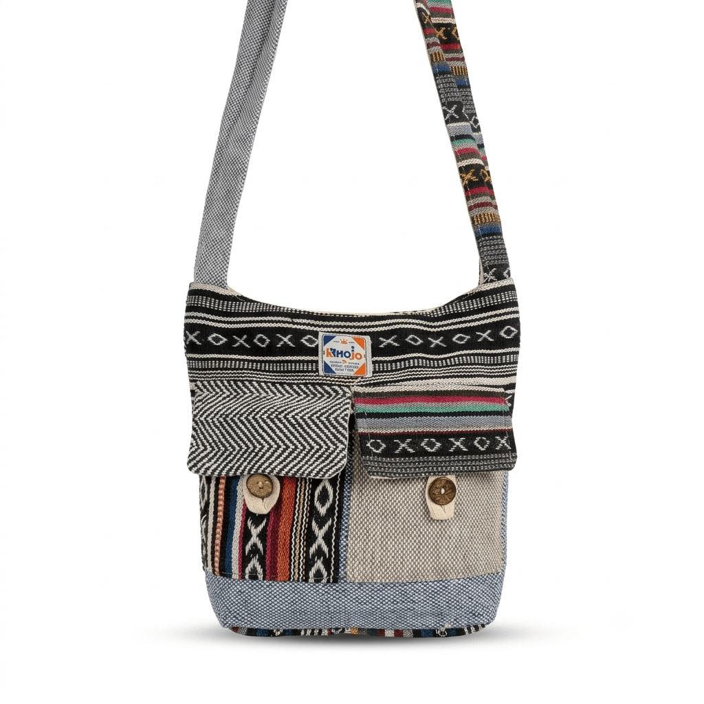2 Pocket Hemp Jhola Bag for Travel & Everyday Use | Khojo - Hemp Bags - Khojo Store