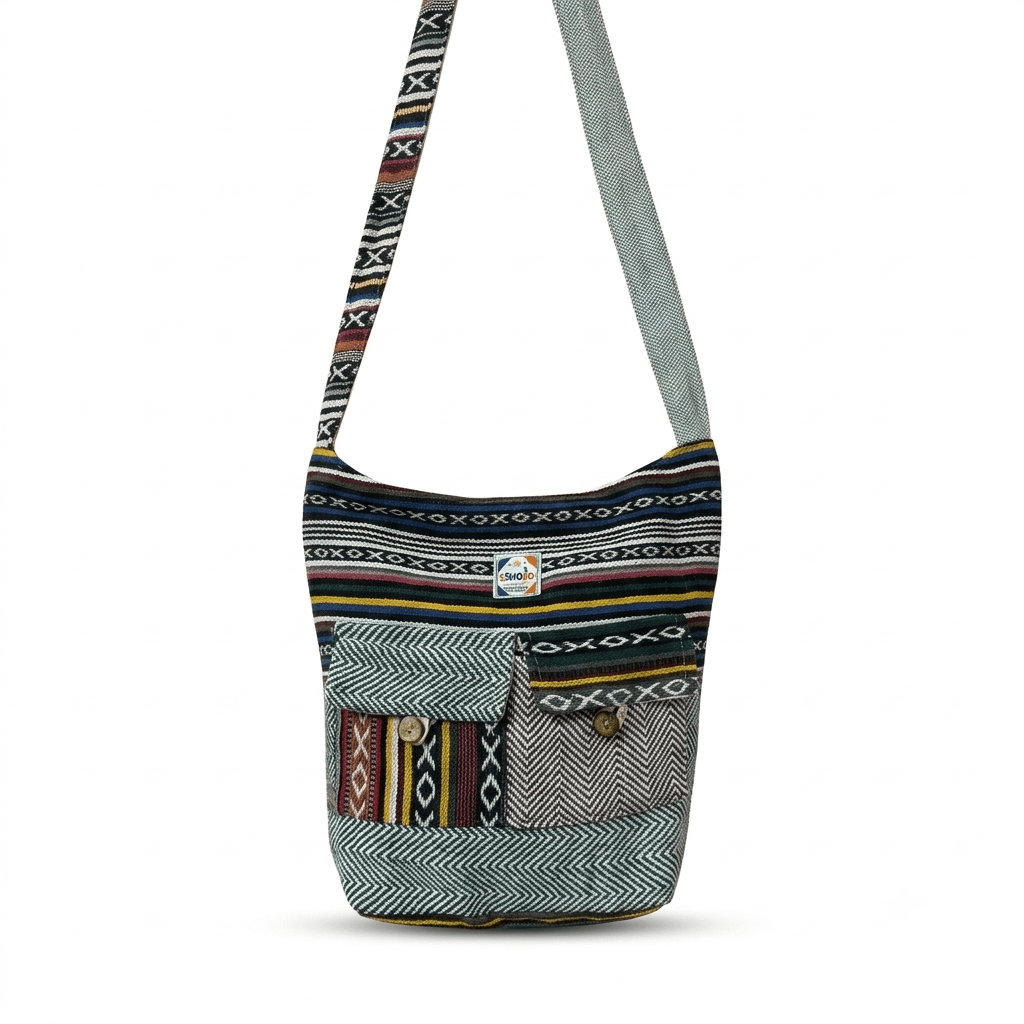 2 Pocket Hemp Jhola Bag for Travel & Everyday Use | Khojo - Hemp Bags - Khojo Store