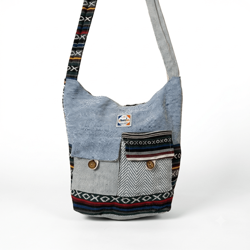 2 Pocket Hemp Jhola Bag for Travel & Everyday Use | Khojo - Hemp Bags - Khojo Store