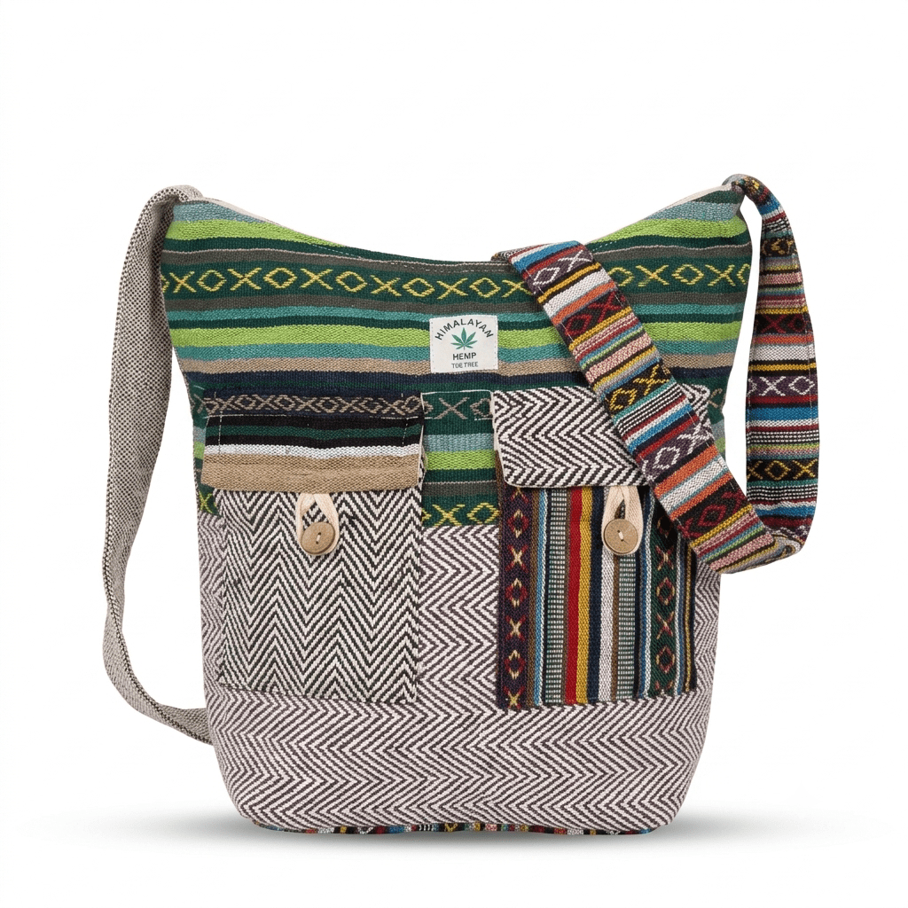 2 Pocket Hemp Jhola Bag for Travel & Everyday Use | Khojo - Hemp Bags - Khojo Store