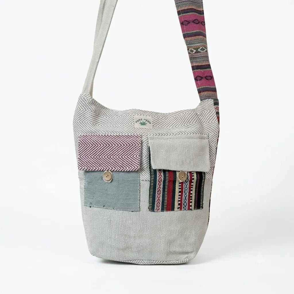 2 Pocket Hemp Jhola Bag for Travel & Everyday Use | Khojo - Hemp Bags - Khojo Store