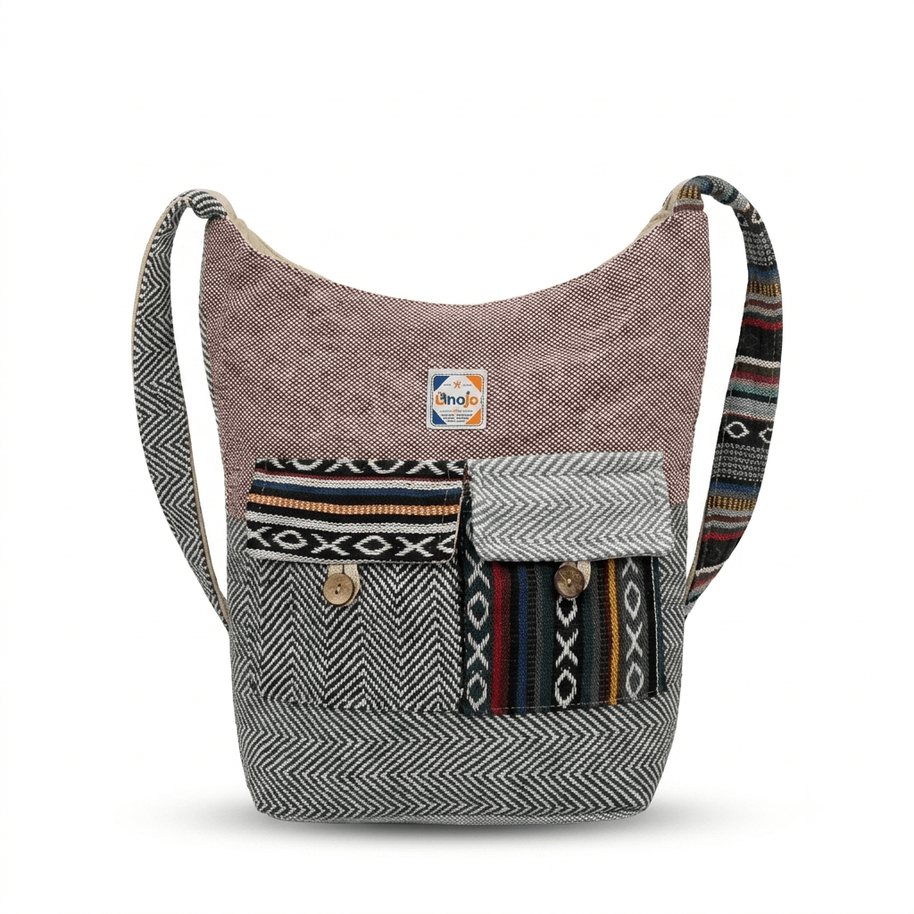 2 Pocket Hemp Jhola Bag for Travel & Everyday Use | Khojo - Hemp Bags - Khojo Store