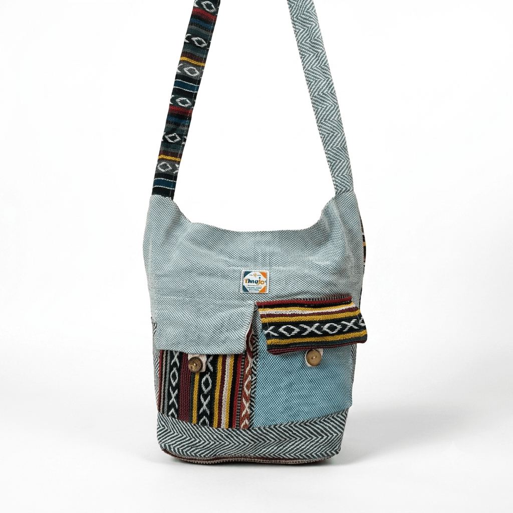 2 Pocket Hemp Jhola Bag for Travel & Everyday Use | Khojo - Hemp Bags - Khojo Store
