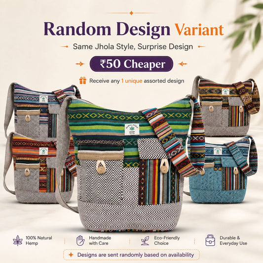 2 Pocket Hemp Jhola Bag for Travel & Everyday Use | Khojo - Hemp Bags - Khojo Store