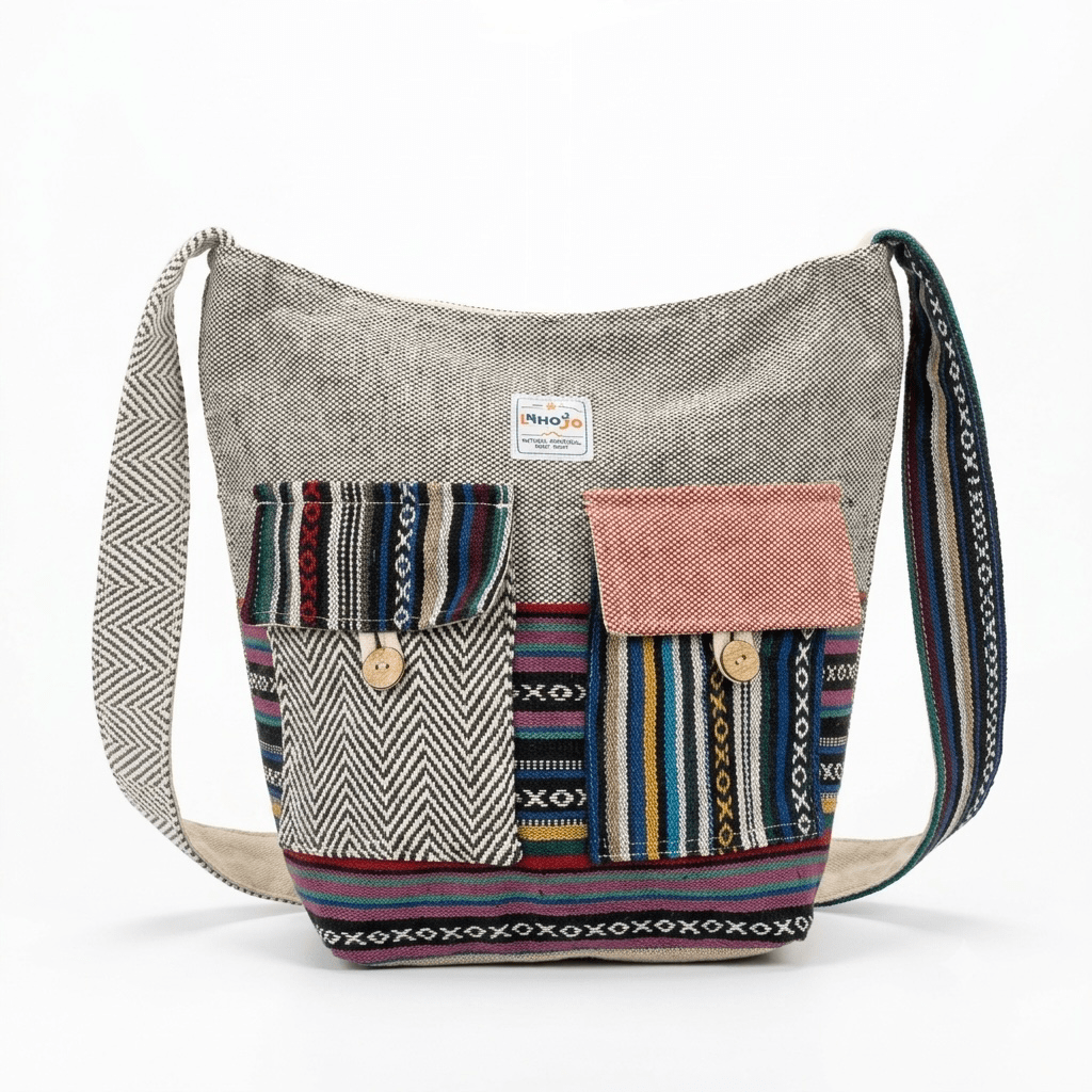 2 Pocket Hemp Jhola Bag for Travel & Everyday Use | Khojo - Hemp Bags - Khojo Store
