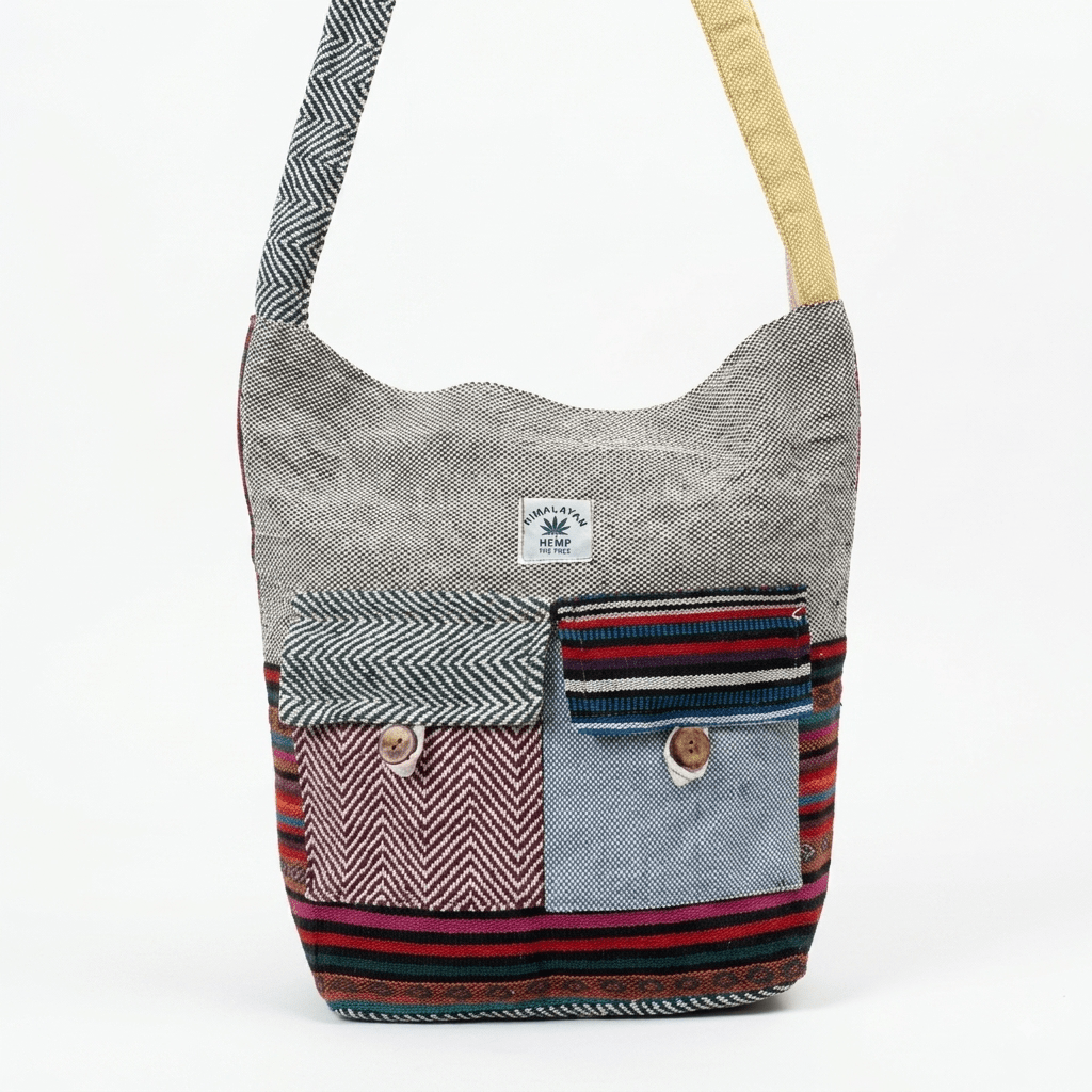 2 Pocket Hemp Jhola Bag for Travel & Everyday Use | Khojo - Hemp Bags - Khojo Store