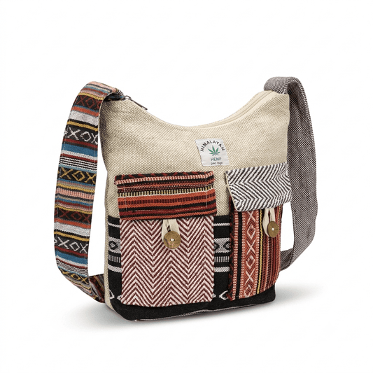 2 Pocket Hemp Jhola Bag for Travel & Everyday Use | Khojo - Hemp Bags - Khojo Store