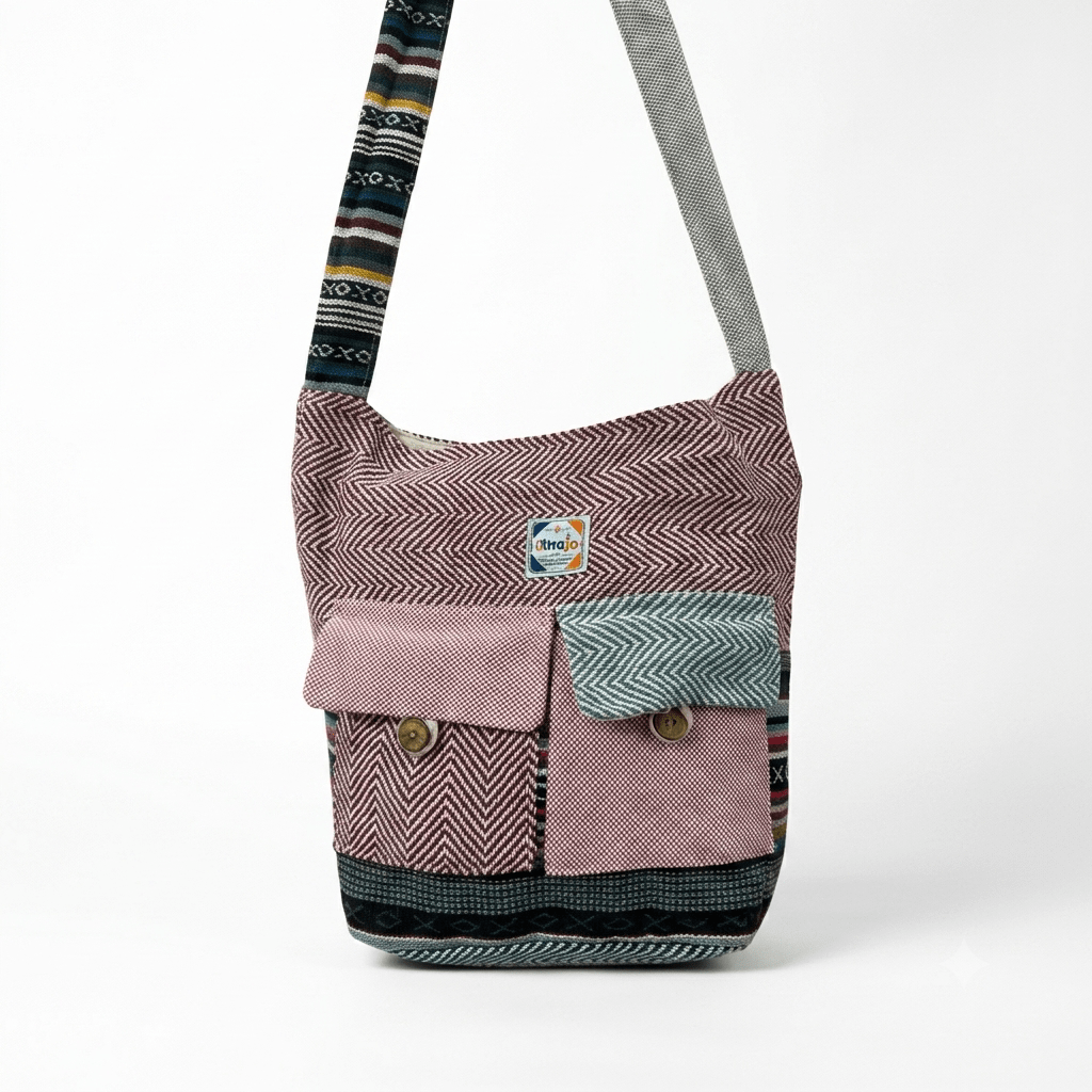 2 Pocket Hemp Jhola Bag for Travel & Everyday Use | Khojo - Hemp Bags - Khojo Store